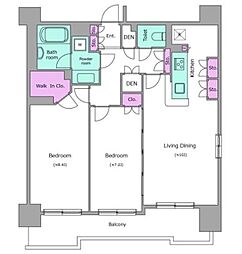 レジディア御茶ノ水 2LDKの間取図画像