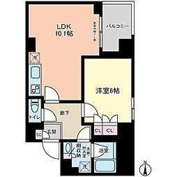 ヴィアーレ四谷 4階1LDKの間取り