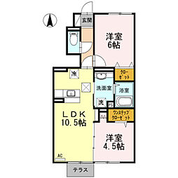 プラム　ガーデン 1階2LDKの間取り