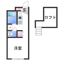 レオパレスセレザ 1Kの間取図画像