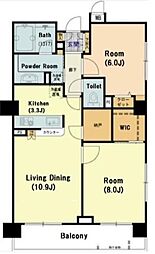 都営大江戸線 勝どき駅 徒歩4分の賃貸マンション 7階2LDKの間取り