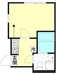 京成押上線 四ツ木駅 徒歩1分の賃貸アパート 1階1Kの間取り