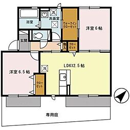 松韻舎C棟 2LDKの間取図画像