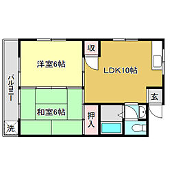リバープール竹島 2LDKの間取図画像