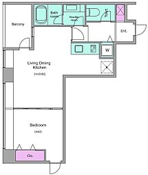 レジディアタワー麻布十番 1LDKの間取図画像