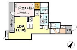 ドムスクレスト相模大野 1LDKの間取図画像