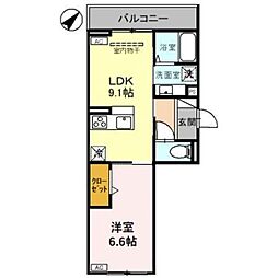 ディーセレーノ根岸台 1LDKの間取図画像
