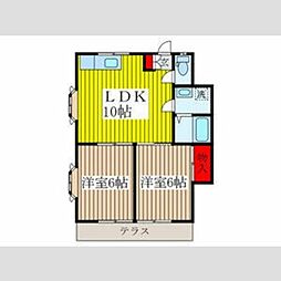 カサ・ヴェルデ 1階2LDKの間取り