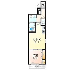 JR阪和線 長居駅 徒歩11分の賃貸アパート 2階1LDKの間取り