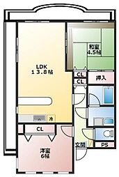 新栄商事ビル 2LDKの間取図画像