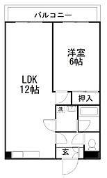 グリーンビラ 1LDKの間取図画像