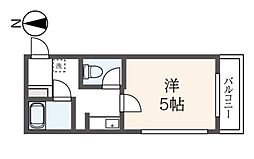パークアベニュー東恋ヶ窪 1階1Kの間取り