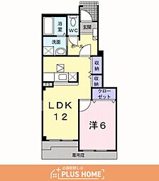 プレシャスコートK東松江 1LDKの間取図画像