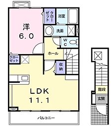 ヴィクトワール 1LDKの間取図画像