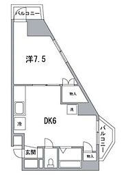 クレストパレス荒川 1DKの間取図画像