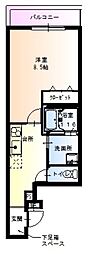 フジパレス我孫子前2番館 1Kの間取図画像