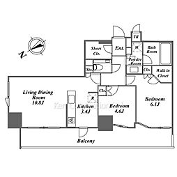 品川タワーレジデンス 2LDKの間取図画像