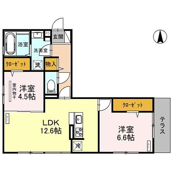 Vier Casa C ｜大阪府東大阪市柏田西１丁目(賃貸アパート2LDK・1階・57.90㎡)の写真 その2