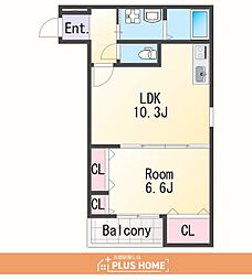 フジパレス吹屋町2番館 1LDKの間取図画像