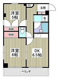 三ッ和マンション 2DKの間取図画像