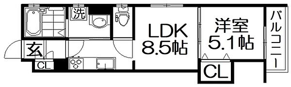 クリエオーレ田井町 ｜大阪府寝屋川市田井町(賃貸アパート1LDK・3階・32.89㎡)の写真 その2