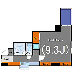 オーベル渋谷 5階ワンルームの間取り