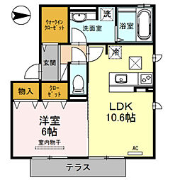 Osaka Metro今里筋線 井高野駅 徒歩13分の賃貸アパート 1階1LDKの間取り
