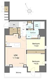 PROUD五反田 2LDKの間取図画像
