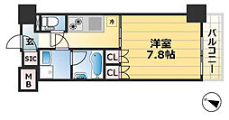 プラネソシエ神戸元町 6階1Kの間取り
