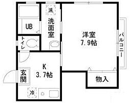 東京メトロ東西線 高田馬場駅 徒歩10分の賃貸アパート 2階1Kの間取り