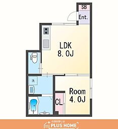 和歌山市島橋北ノ丁アパート 1LDKの間取図画像