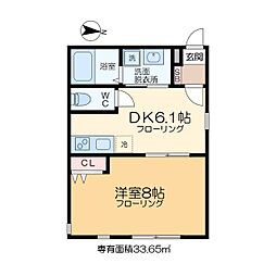 ＳＱＵＡＲＥ2 2階1DKの間取り