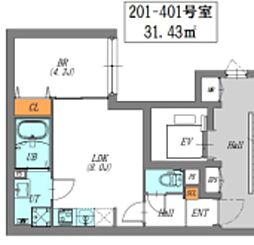 ＬＵＯＲＥ文京本駒込 3階1LDKの間取り