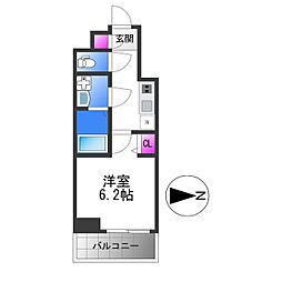 S-RESIDENCE小阪azure 14階1Kの間取り