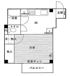 松本ビル 2階1DKの間取り