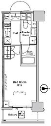 プラウドフラット門前仲町5 1Kの間取図画像