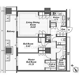 アークヒルズ仙石山レジデンス 17階2LDKの間取り