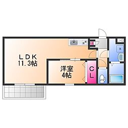 (仮称)ジーメゾン泉佐野ルシエール 1LDKの間取図画像