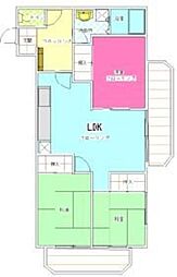 コーポ宇津木第3 3LDKの間取図画像