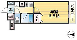 ブルーム神戸三宮 2階1Kの間取り