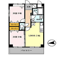 ヌカタコルンイースト 2LDKの間取図画像