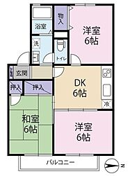 オークス 3DKの間取図画像