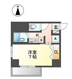 プロッシモ・オール 1Kの間取図画像