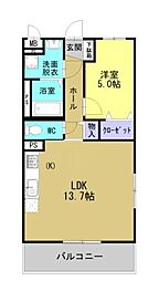 プランドールソフィアＶＩ 1階1LDKの間取り