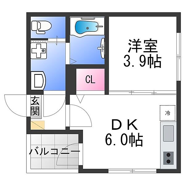 ハーモニーテラス巽 ｜大阪府大阪市生野区巽南３丁目(賃貸アパート1DK・2階・25.09㎡)の写真 その2