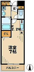 グランツフリーデ 1Kの間取図画像