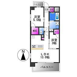 京阪本線 関目駅 徒歩3分の賃貸マンション 6階2LDKの間取り