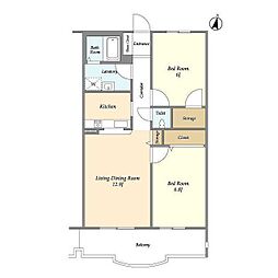 メトロステージ一ツ家 1階2LDKの間取り