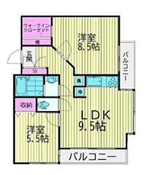 エスポワール小島 2LDKの間取図画像