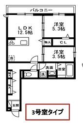 さいたま市浦和区元町1丁目アパート 2LDKの間取図画像